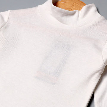 WHITE PLAIN HINECK FULL SLEEVES FOR WINTERS